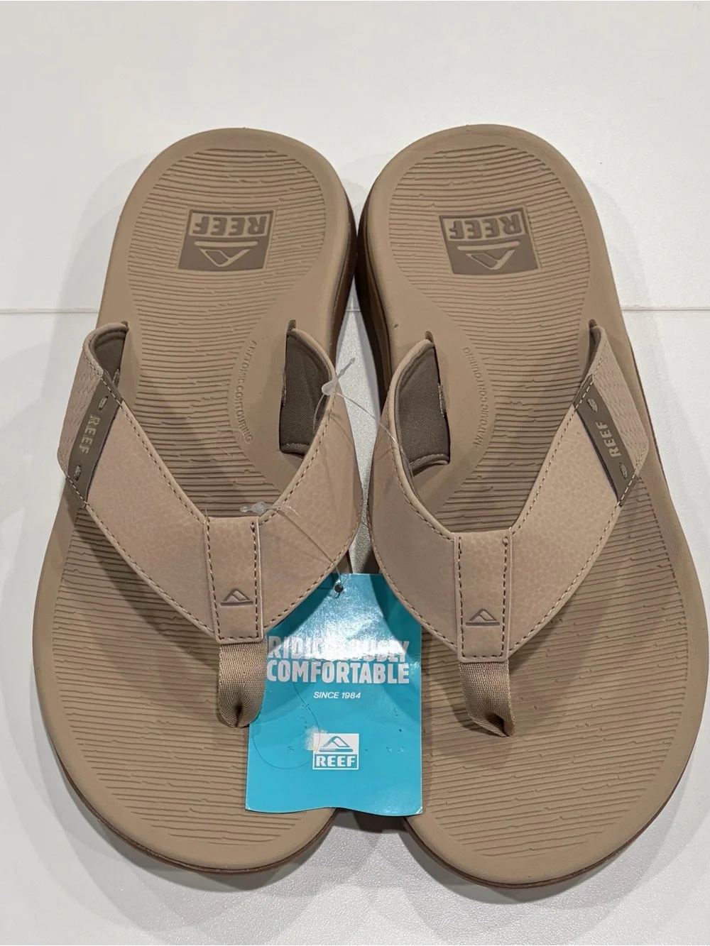 Reef Men's Size 12 Santa Ana Sandals Flip Flops Tan NWT Sand Vegan Leather Strap
